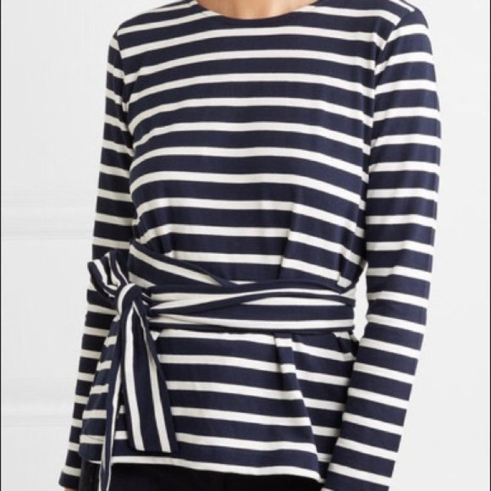 J.Crew Striped Sweater Top Shirt  Tie Waist w Belt Small S